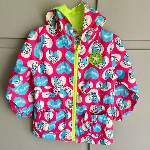 Cute Girls Size XXL Zip Up Jacket With Pockets, Hood, And Cartoon Heart Design - Picture 1 of 7